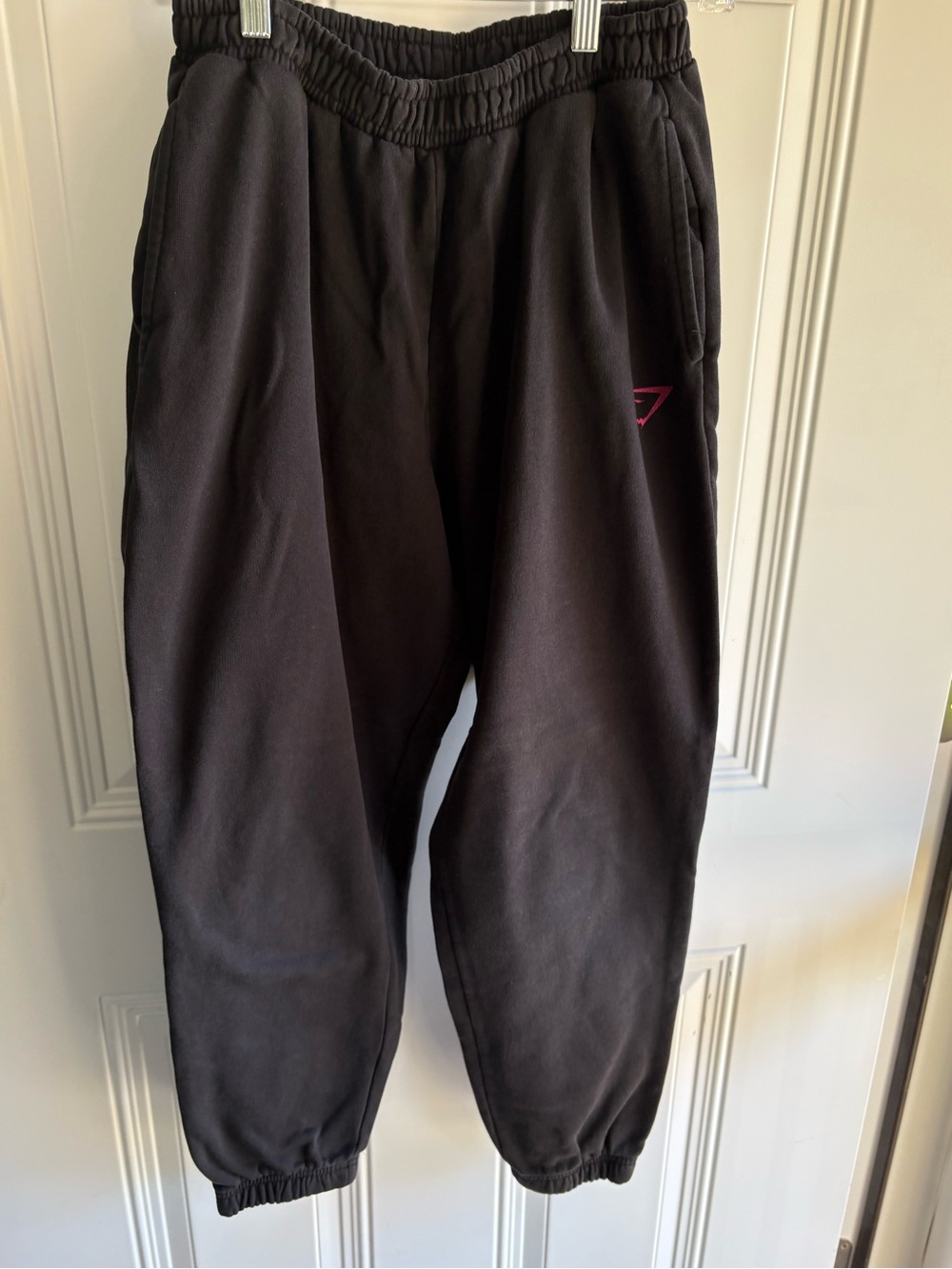 Gymshark Black Joggers with Pink Accent Logo